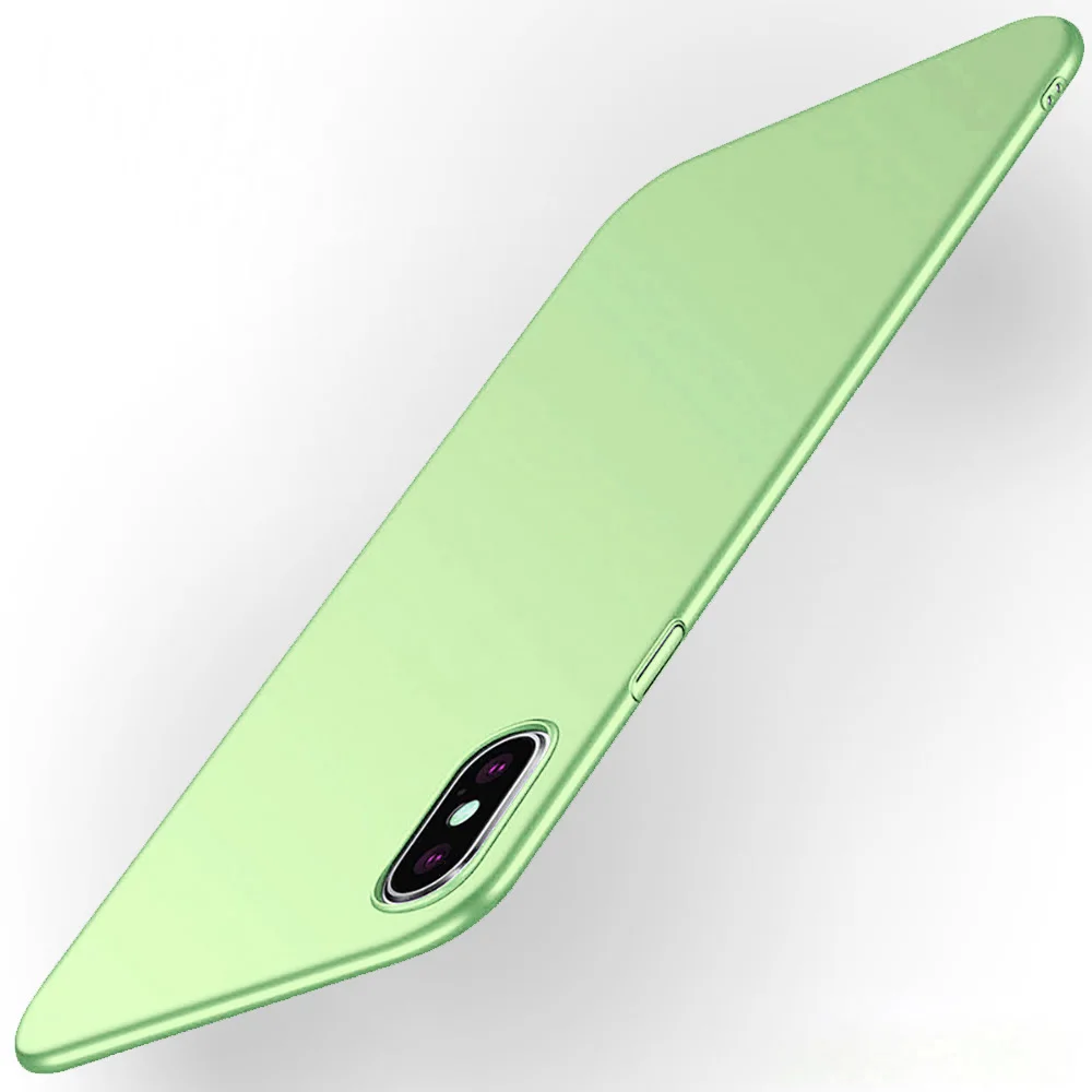 light Green Ультратонкий чехол для iPhone X XS 11 Pro Max XR, тонкий матовый чехол 360, полный ПК, жесткие чехлы для iPhone 11 X XS чехол - Цвет: light Green