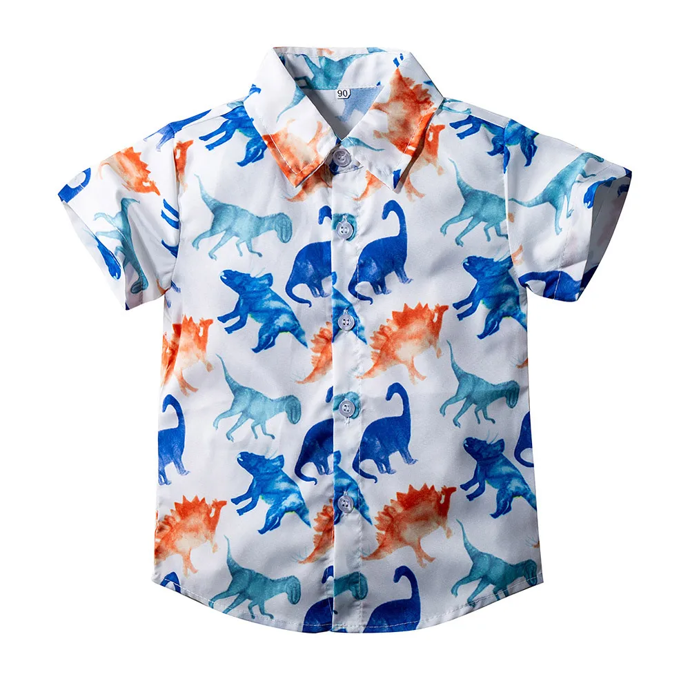 Костюм Джентльмена для мальчиков рубашка с мультяшным принтом динозавра + шорты