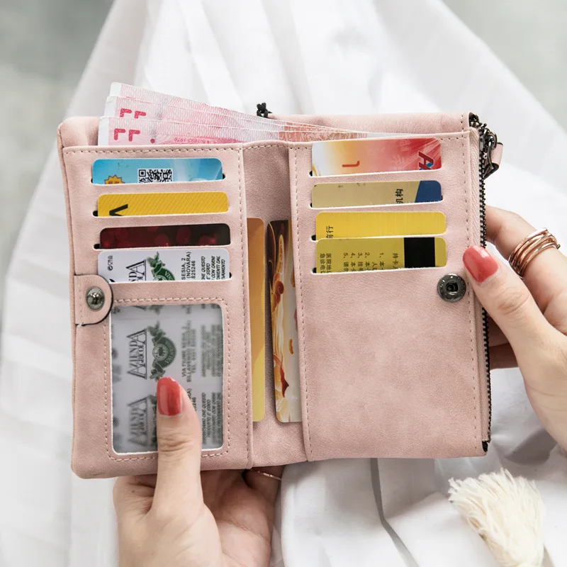 Матовый кошелек женский короткий хипстер складной 2020 новый корейский милый