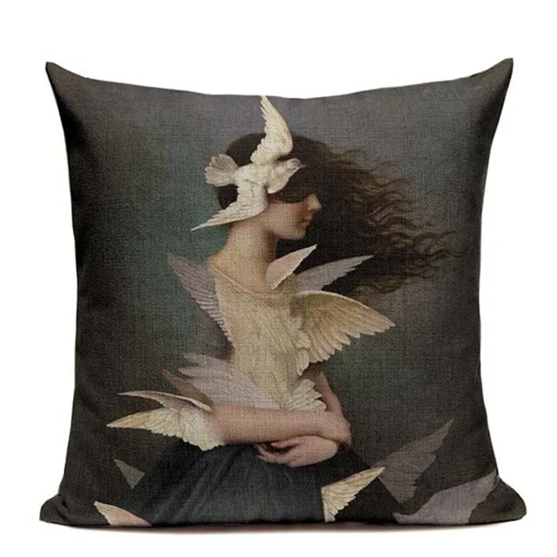 Городская одежда с изображением птицы для девочек цветочным рисунком подушка