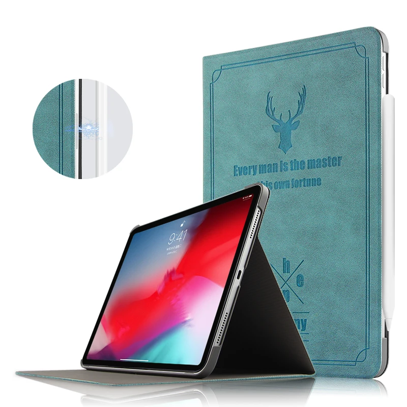 

For iPad Pro 11 2018 Luxury Fashion Deer Pattern Cloth Texture Flip Kickstand Protector Tablet Cover Funda Shell Coque case capa