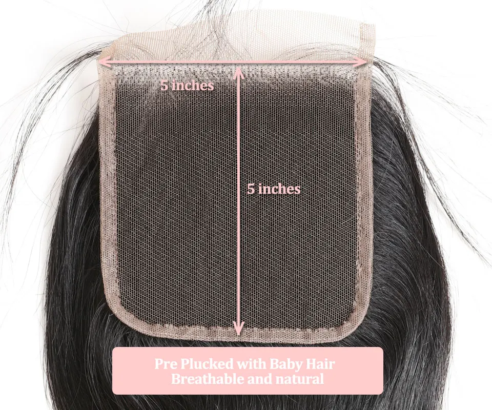 Ali queen hair Products 5x5 прозрачное закрытие шнурка предварительно выщипанные с детскими волосами бразильские объемные волнистые девственные человеческие волосы закрытие