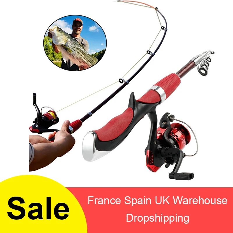 Телескопическая удочка комбинированная катушка полный комплект спиннинговая