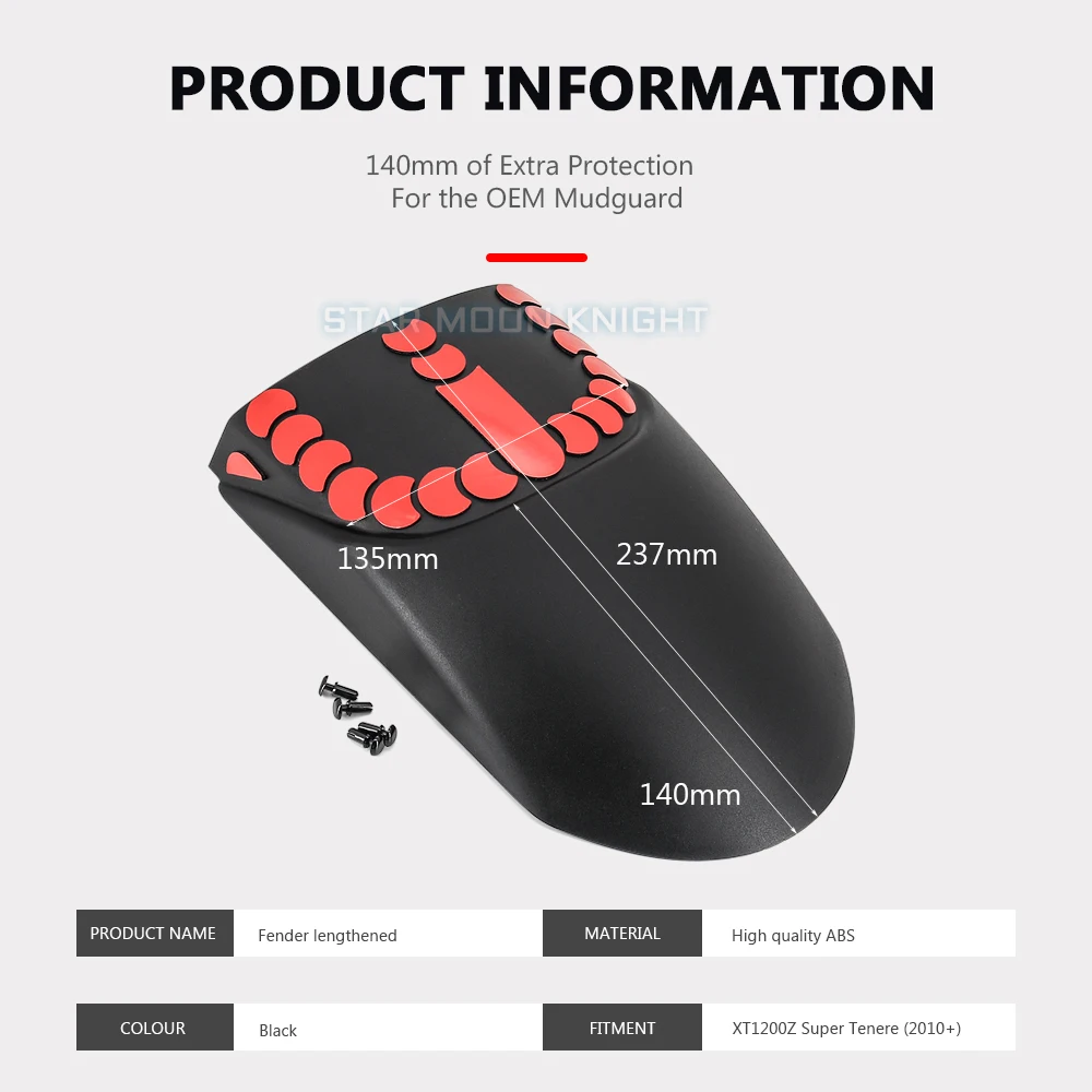 

Motorcycle Front Mudguard Fender Rear Extender Extension For Yamaha XTZ1200 XTZ 1200 XT1200Z XT 1200 Z Super Tenere 2010 -
