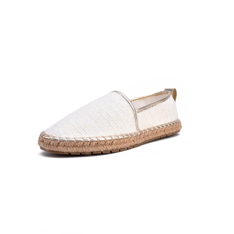 

Shallow Mouth Slip On Shoes For Women Round Toe Casual Female Sneakers Flats Flax Slip-on Dress Linen Slip-On TPR PU Solid Fabri