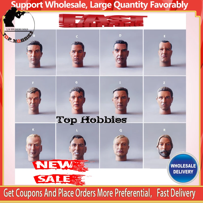 

DID DML 1/6 Scale Action Figure Male Head Sculpture Soldier Long NeckToy Head Carving For 12Inch Veyron WWII Soldier Body Figure