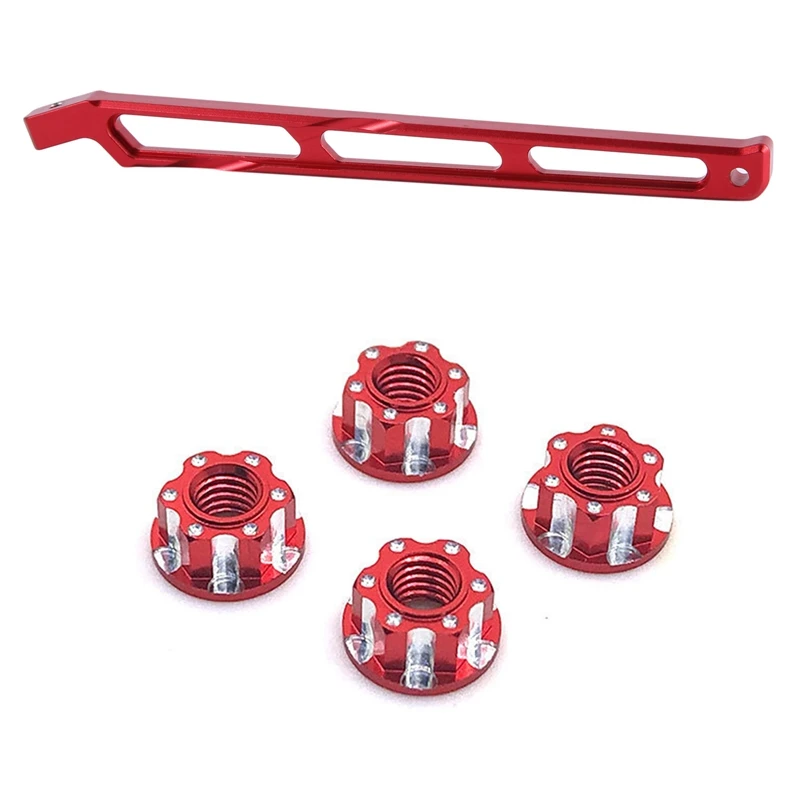 

1Set Aluminum Rear Chassis Link-Set For 1/8 ARRMA KRATON 6S,Red & 4Pcs Alloy M4 Carving Design Hexagonal Nuts