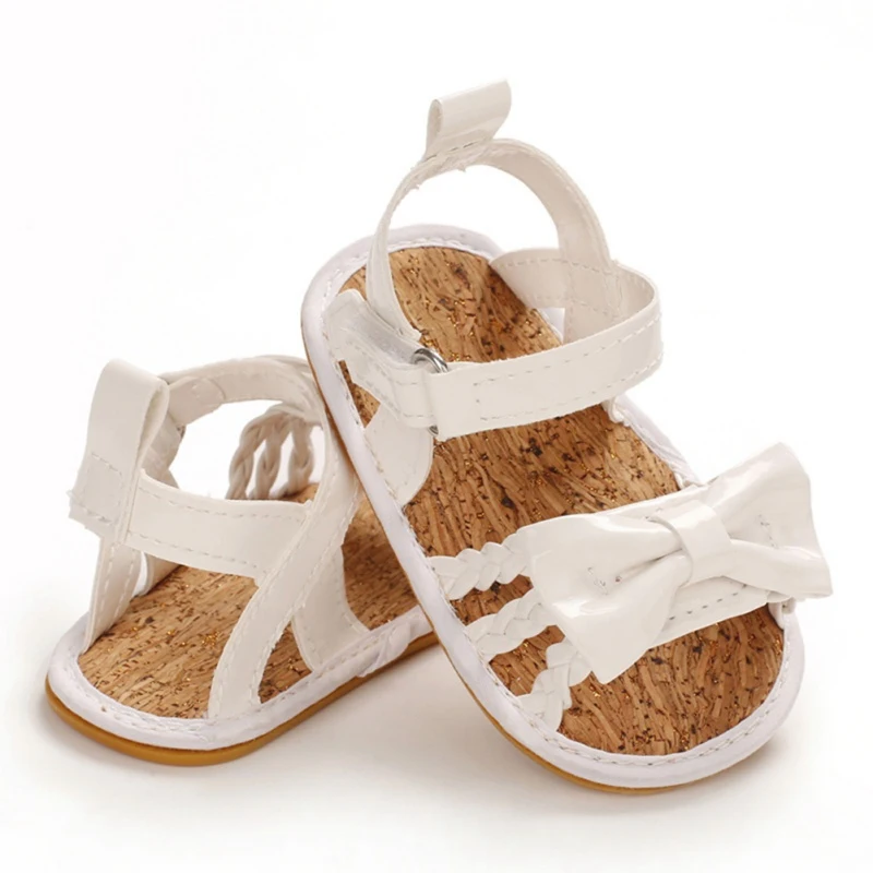 

Baby Summer Kids Anti-slip Soft Sole Shoes Infant Baby Girl PU Leather Sandals Bowknot Plaid Striped Party Princess Beach Shoes