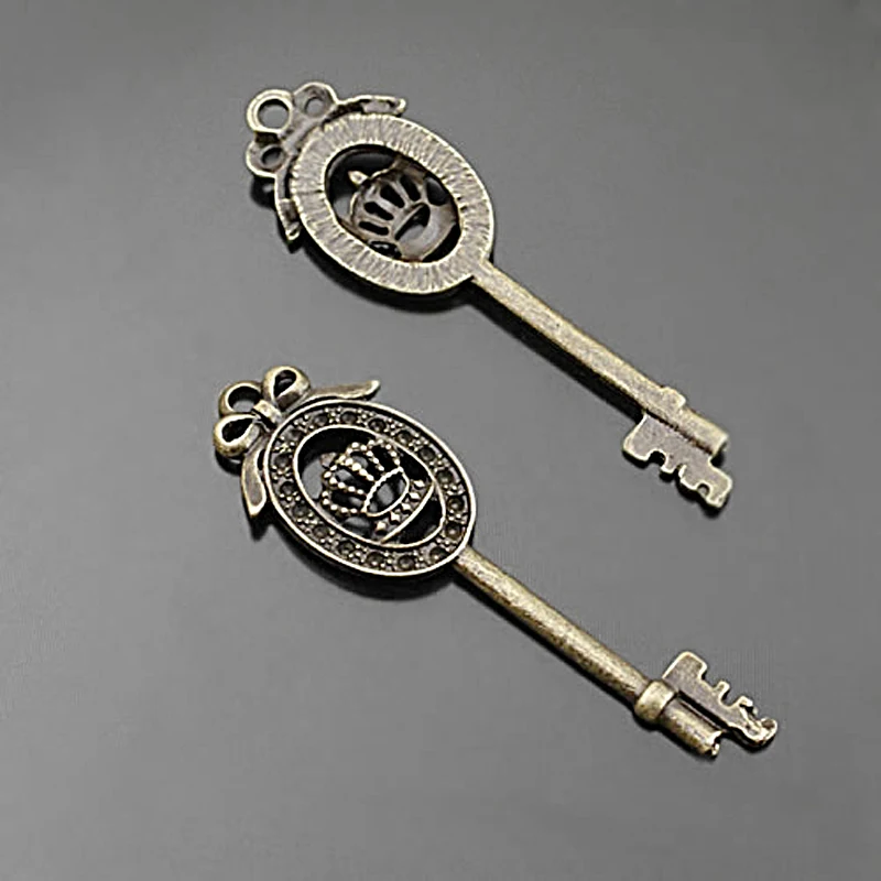 (E620)100 г, около 28-29 штук 58x17 мм античный бронзовый сплав Bo и Корона Подвески в форме ключей Diy ювелирных изделий Аксессуары