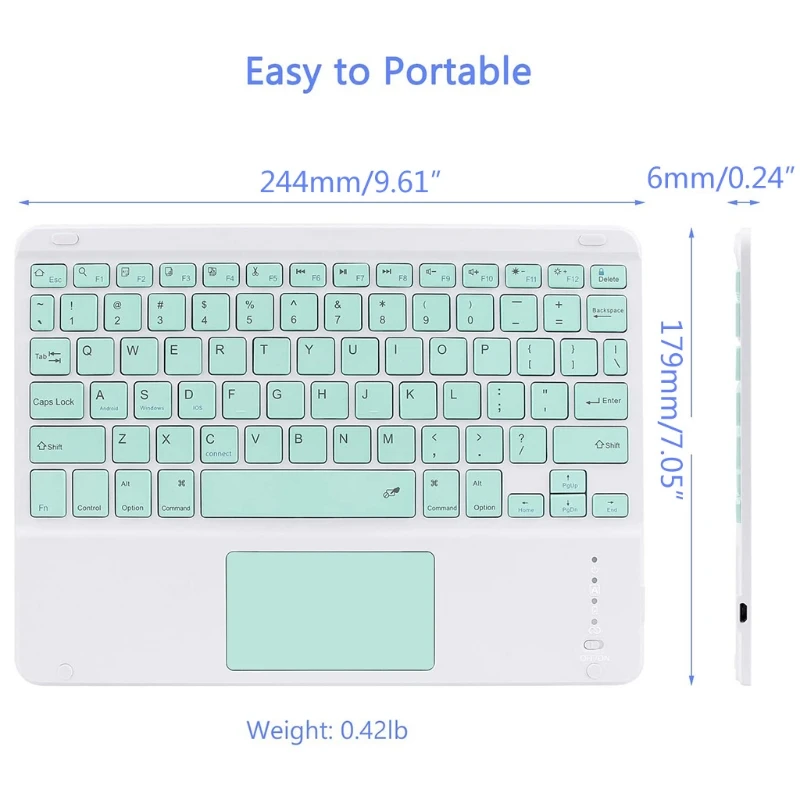 

Wireless Bluetooth Keyboard with Touchpad USB Rechargeable Built-in Multi-Touch for PC Laptop Mobile Phone