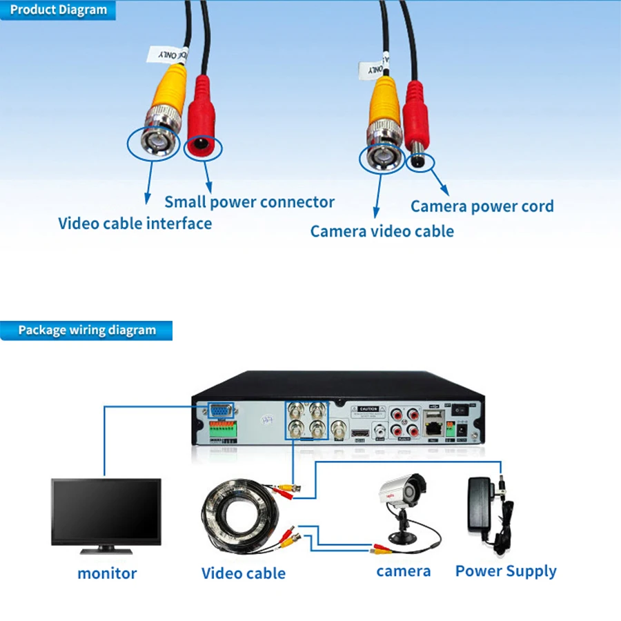 

Kpay Camera Cable BNC + DC 2 in 1 Connector Plug for CCTV Security Monitor Video DVR Coaxial 50m/40m/30m/25m/20m/15m/10m/5m