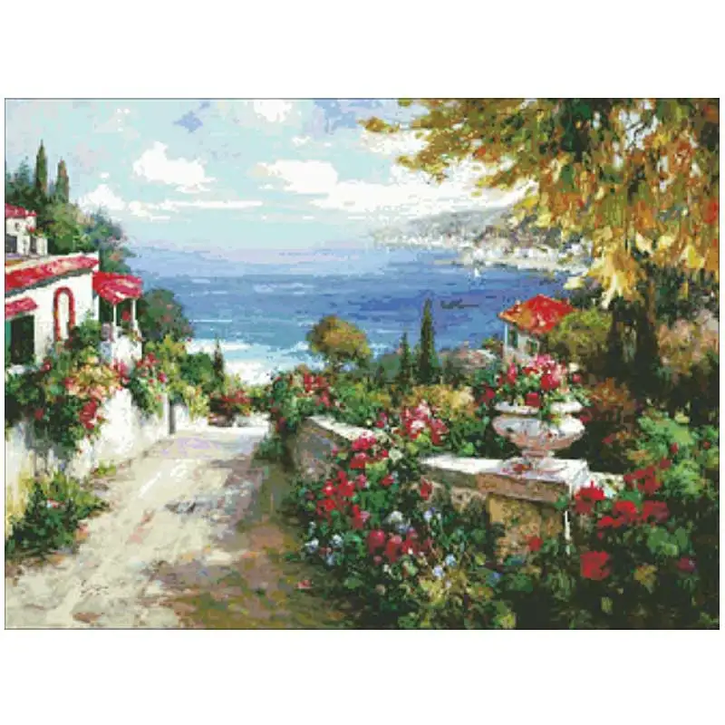 

Coastal scenery patterns Counted Cross Stitch 11CT 14CT 18CT 28CT DIY wholesale Cross Stitch Kits Embroidery Needlework Sets