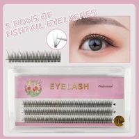 three rows of natural fishtail type false eyelashes dovetail c curve grafting eyelashes thick eyelashes soft makeup tool