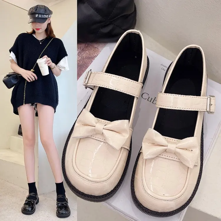 

Women Shoes Autumn British Style Oxfords Low Heels Female Footwear Bow-Knot Modis Casual Sneaker Round Toe Fall Preppy Leather