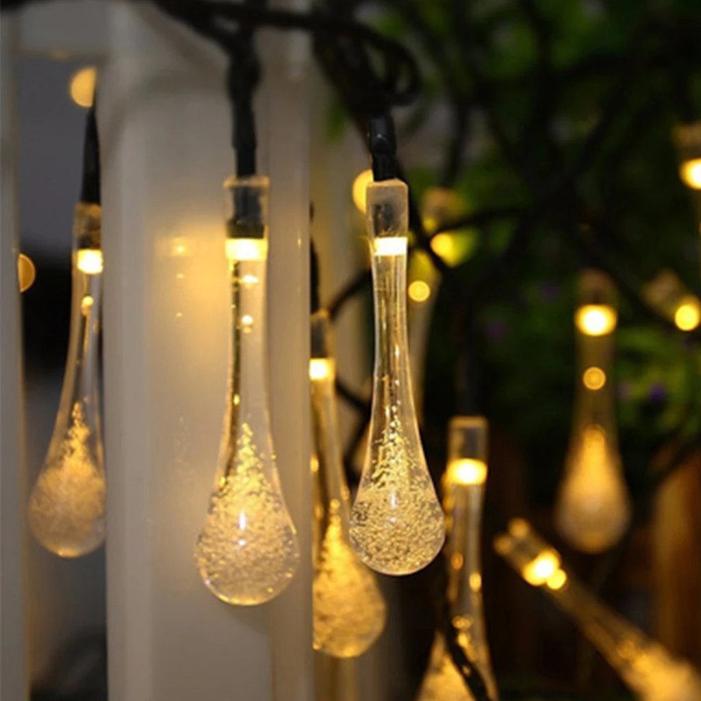 

30led Solar String Lights Outdoor Raindrop String Lights Decoration String Lights Christmas Garden Party Decoration Solar Lights