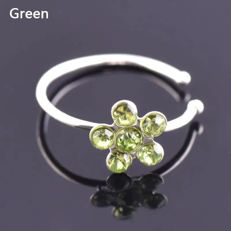 Men Women Fake Crystal Nose Piercing Body Jewelry Floral Hoop Nostril Ring Tiny Flower Helix Cartilage Tragus | Украшения и