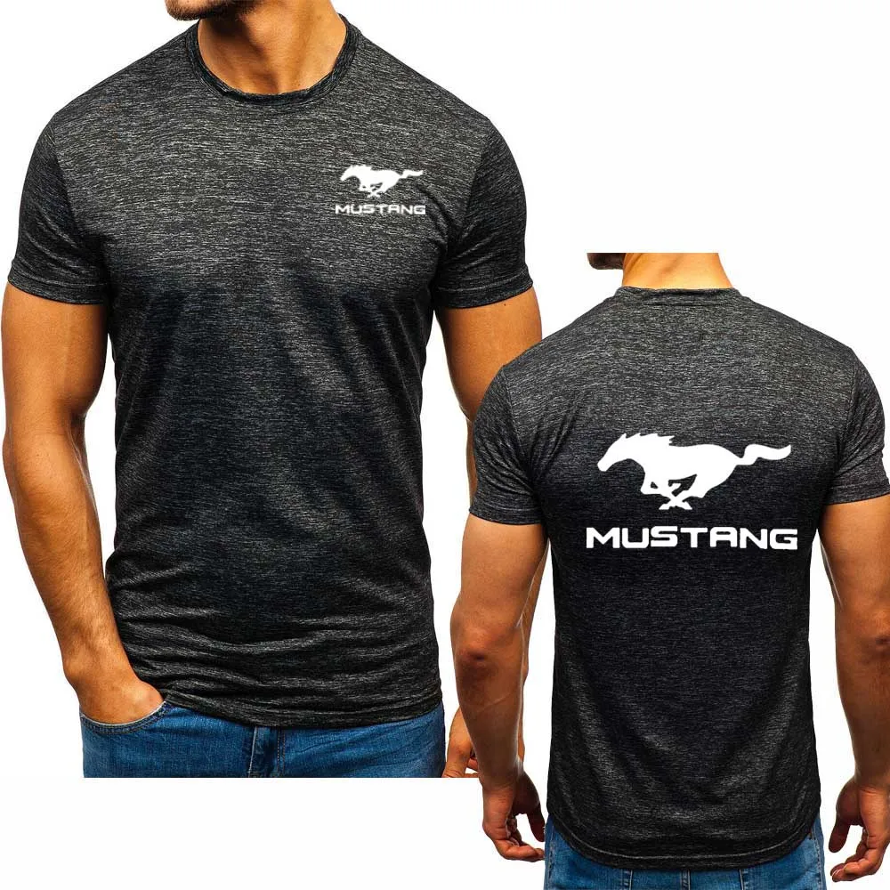 Летняя мужская футболка Mustang с логотипом машины Мужская модная повседневная