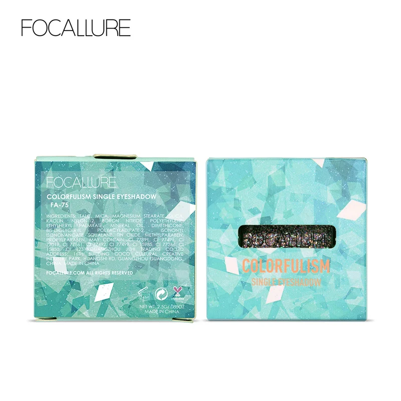 FOCALLURE профессиональные одиночные тени для век Блеск порошок красочные пигменты водонепроницаемый для женщин Красота блестящие тени для век глаза