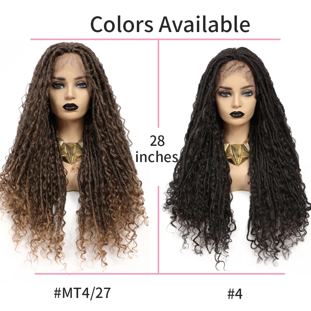 Soku коричневый дреды плетеные парики синтетический парик шнурка с Faux Locs Curly река