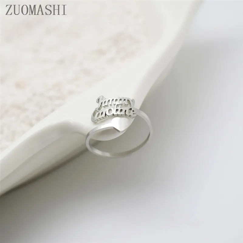 Изящное кольцо с именем на заказ штабелируемые кольца в форме сердца подарок