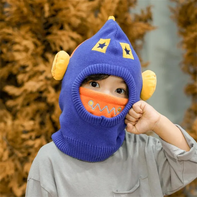 Детский комплект из шапки шарфа маски и капюшона Kint мультяшный дизайн для