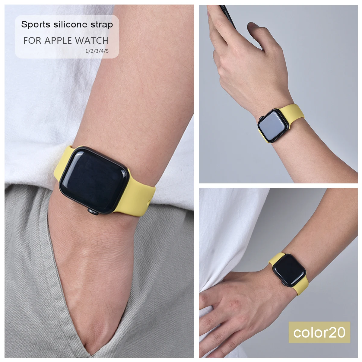 Цветной мягкий силиконовый спортивный ремешок для Apple Watch серии 1 2 3 4 5 38 мм 42 мм резиновый ремешок для часов 40 мм 44 мм iWatch 4/5