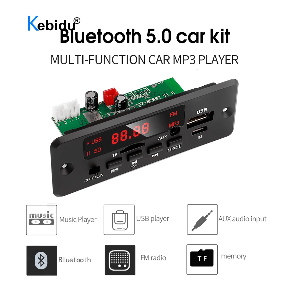50 Вт усилитель mp3 плеер декодер плата Bluetooth 5 0 автомобильный TF USB AUX FM радио WMA