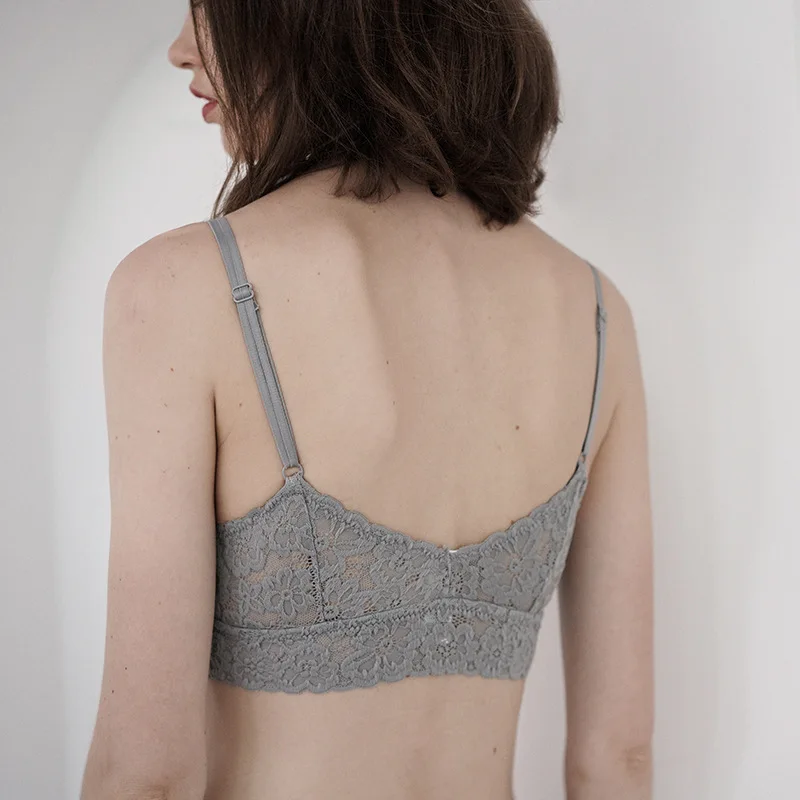 Кружевной бюстгальтер с цветочной вышивкой и съемной подкладкой хлопковый