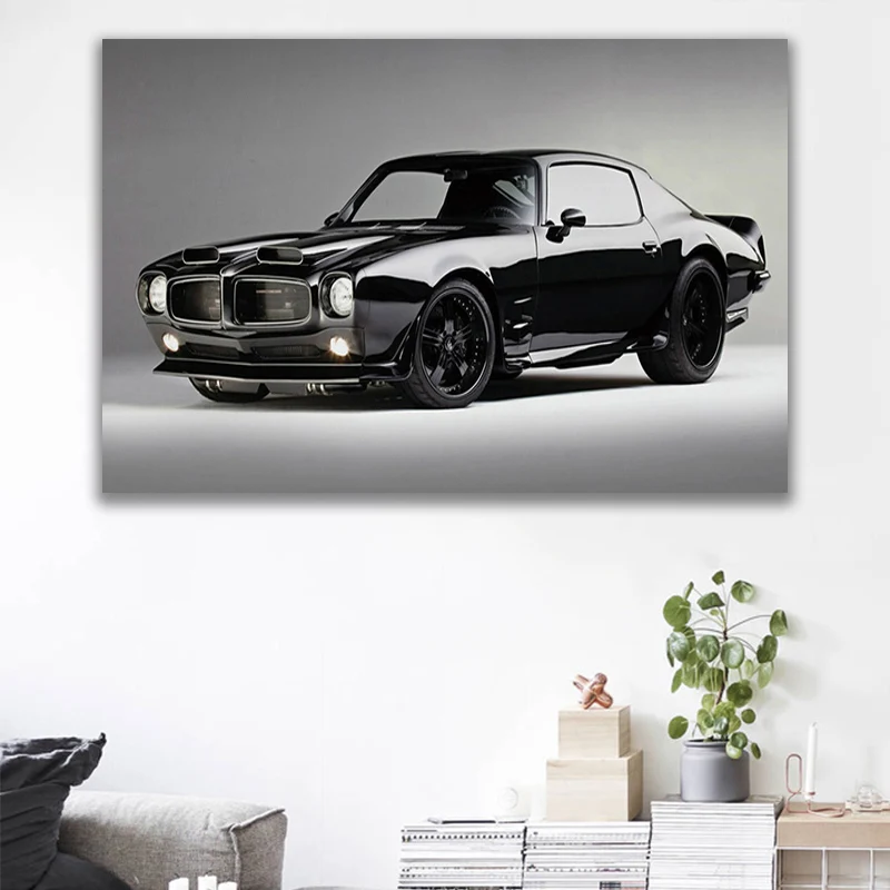 

Classic Cool Firebird Black Sport Cars Poster Canvas Paintings Car Pictures Wall Art for Living Room Home Decor
