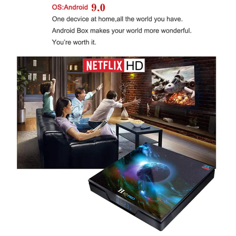 Приставка Смарт-ТВ H10 Pro 4 + 32/16 ГБ Android 2020 6K | Электроника