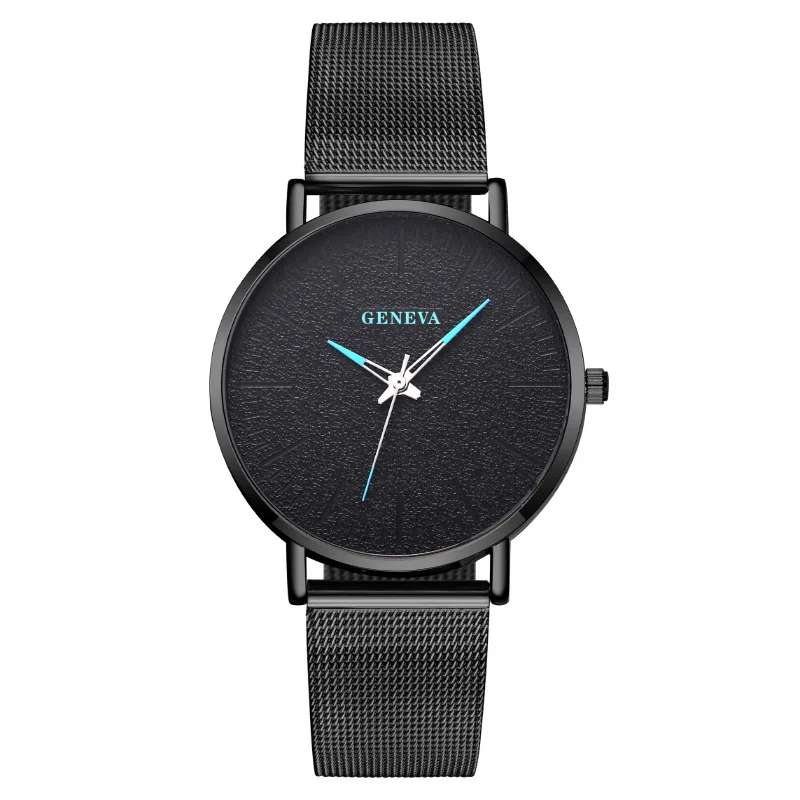 

Новые повседневные мужские часы Geneva, простые синие мужские часы в деловом стиле, черные мужские кварцевые часы с миланским сетчатым ремешко...