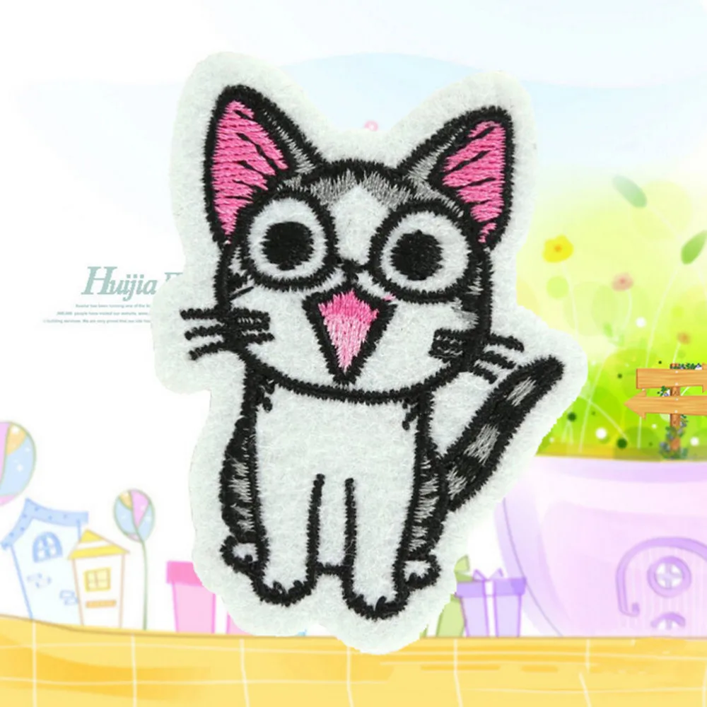 Аппликация для мотиков сделай сам мультяшный Кот вышитые термоклейкие нашивки