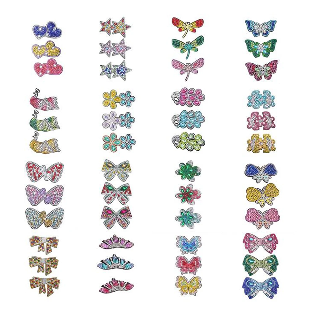 

3pcs New DIY Diamond Painting Handmade Hair Accessories Butterfly Girl Diamond Painting Jewelry Hairpin Christmas Gift