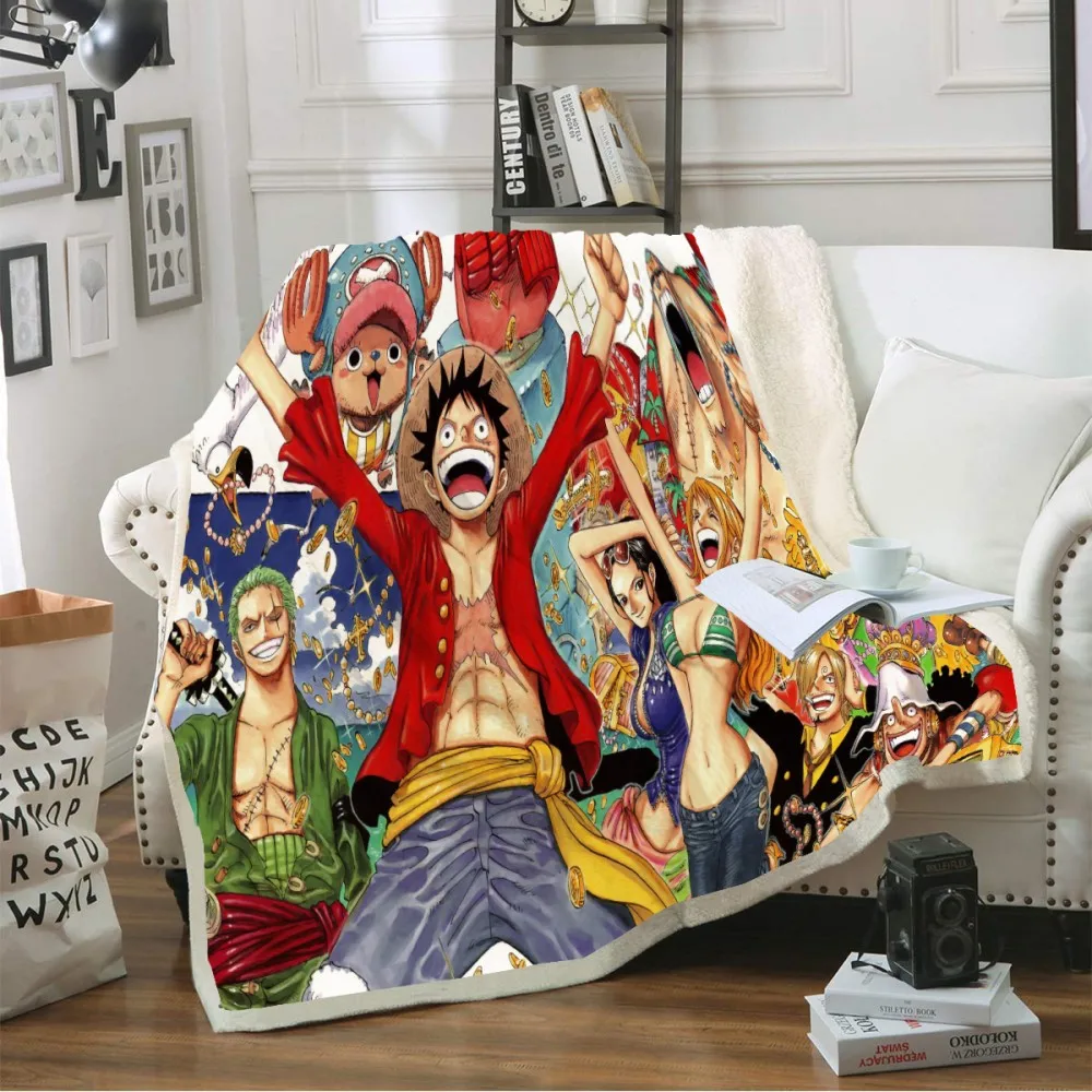 Диван пледы одеяло капитан Луффи пиратская группа печати шерпа Флисовое для