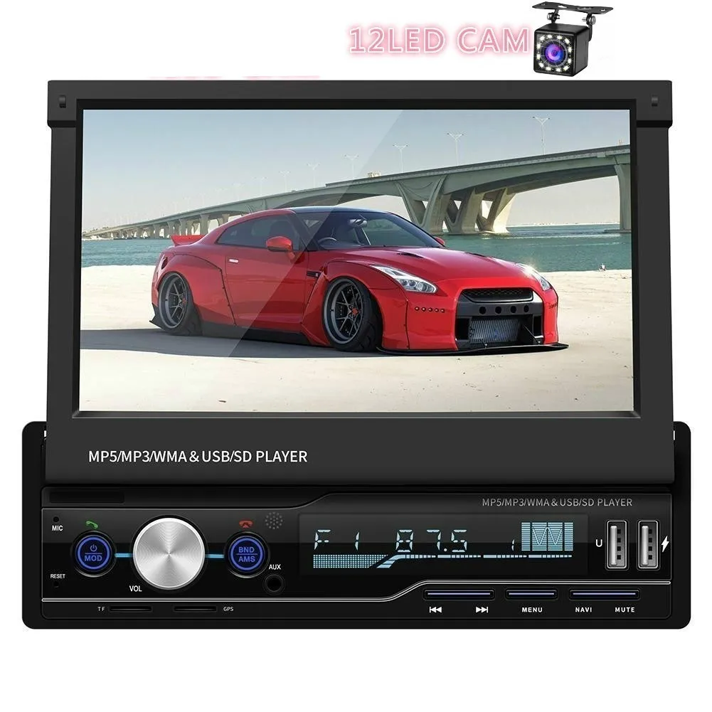 no gps-12led cam Автомагнитола Mp5 Плеер MP3 Авторадио Bluetooth RDS " 1 Din gps аудио стерео Авто складной экран FM/AM Зеркало Ссылка - Цвет: no gps-12led cam