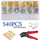 Обжимные клеммы 540 шт.лот 2,84,86,3 мм Мама и папа, золотистый, латунныйсеребристый автомобильный динамик, набор электрических соединителей для проводов
