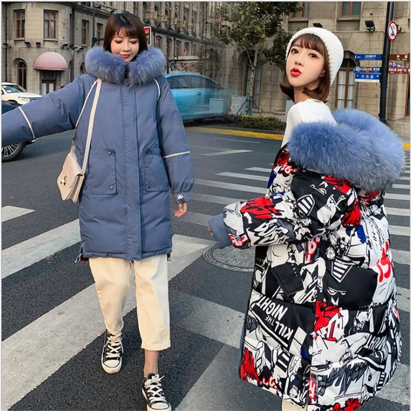 

Both Two Sides Can Wear Winter Jacket Women With Fur Collar Hooded Womens Coats Long Parka 2019 High Quality Female Parkas R249