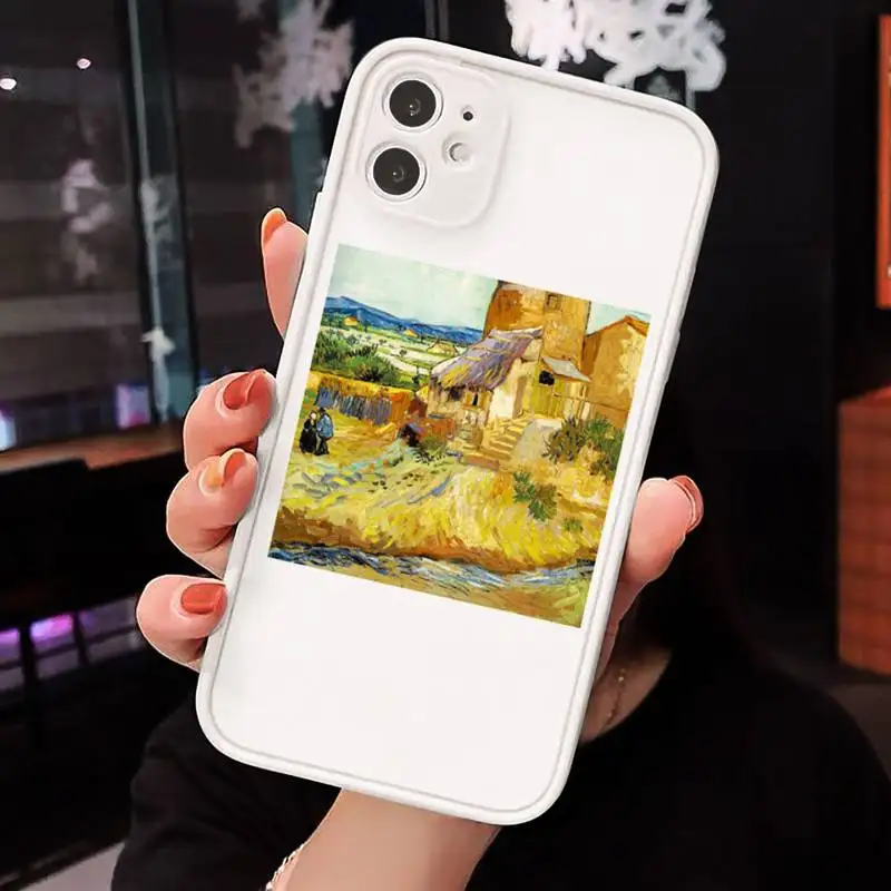 

Art oil painting beautiful fashion Phone Cases Matte Transparent for iPhone 7 8 11 12 s mini pro X XS XR MAX Plus cover funda