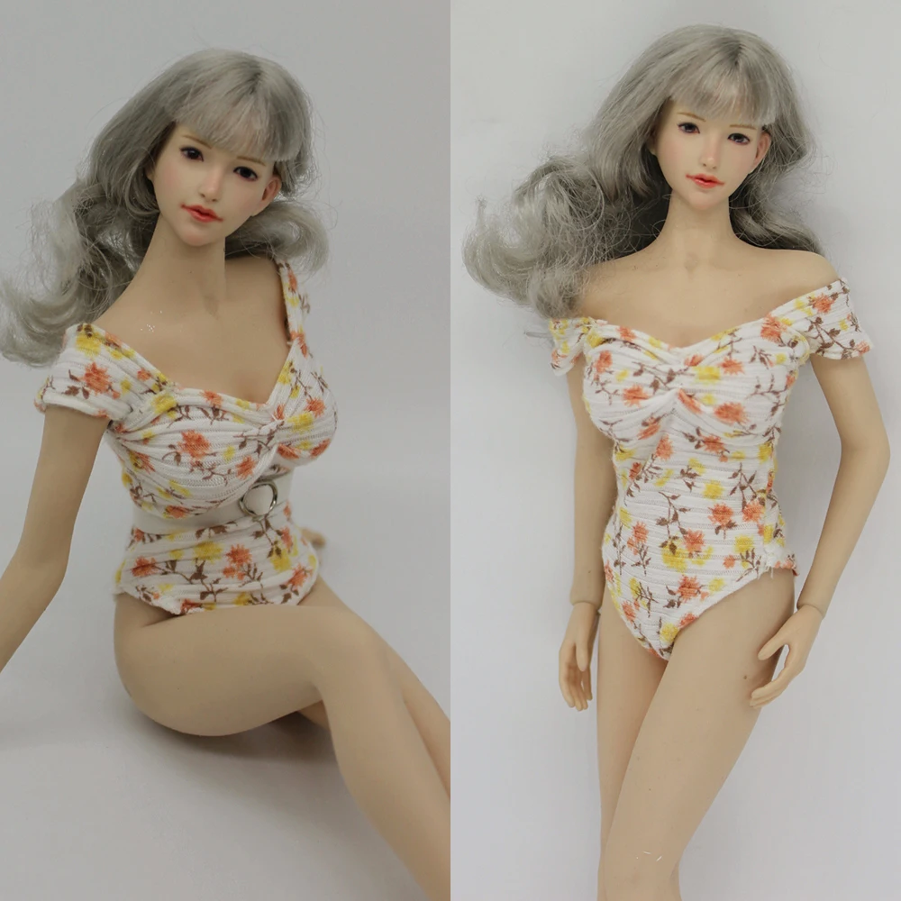 

1/6 Scale Women's Sexy Deep V One-piece Swimsuit Bikini for 12in Action Figure Phicen Tbleague Accessories Toy