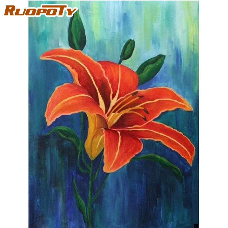 

CHENISTORY Beautiful Flower Oil Painting For Home Living Roome Decoration DIY Hand Painted Coloful Paint Wall Pictures