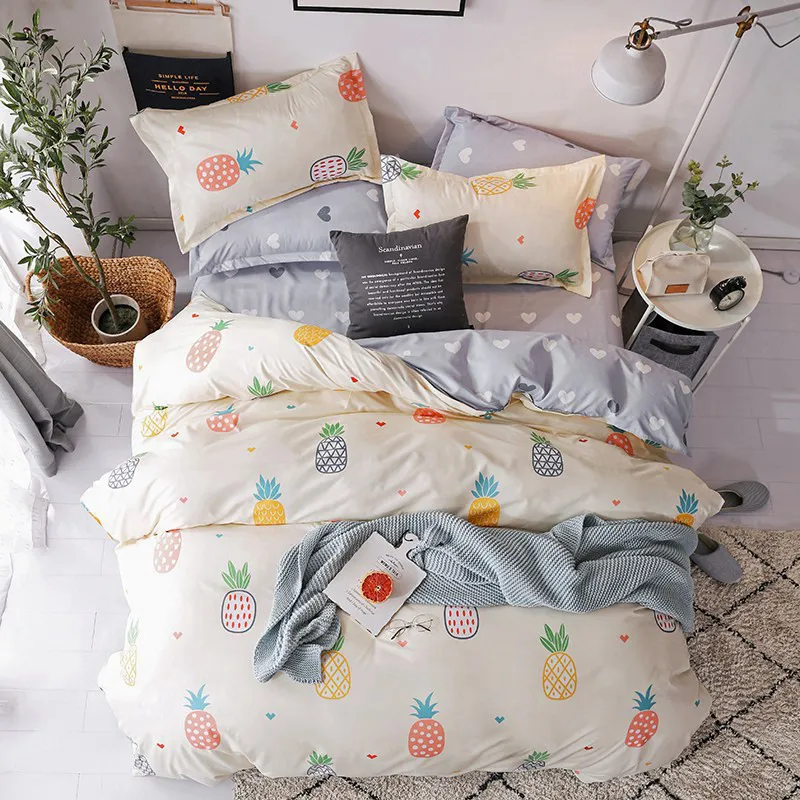 

New Home Textiles Leaf Cartoon Fashion Simple Cute Bedding Sets Child Twin Full Queen Size Pillowcase Duvet Cover Bed Sheet