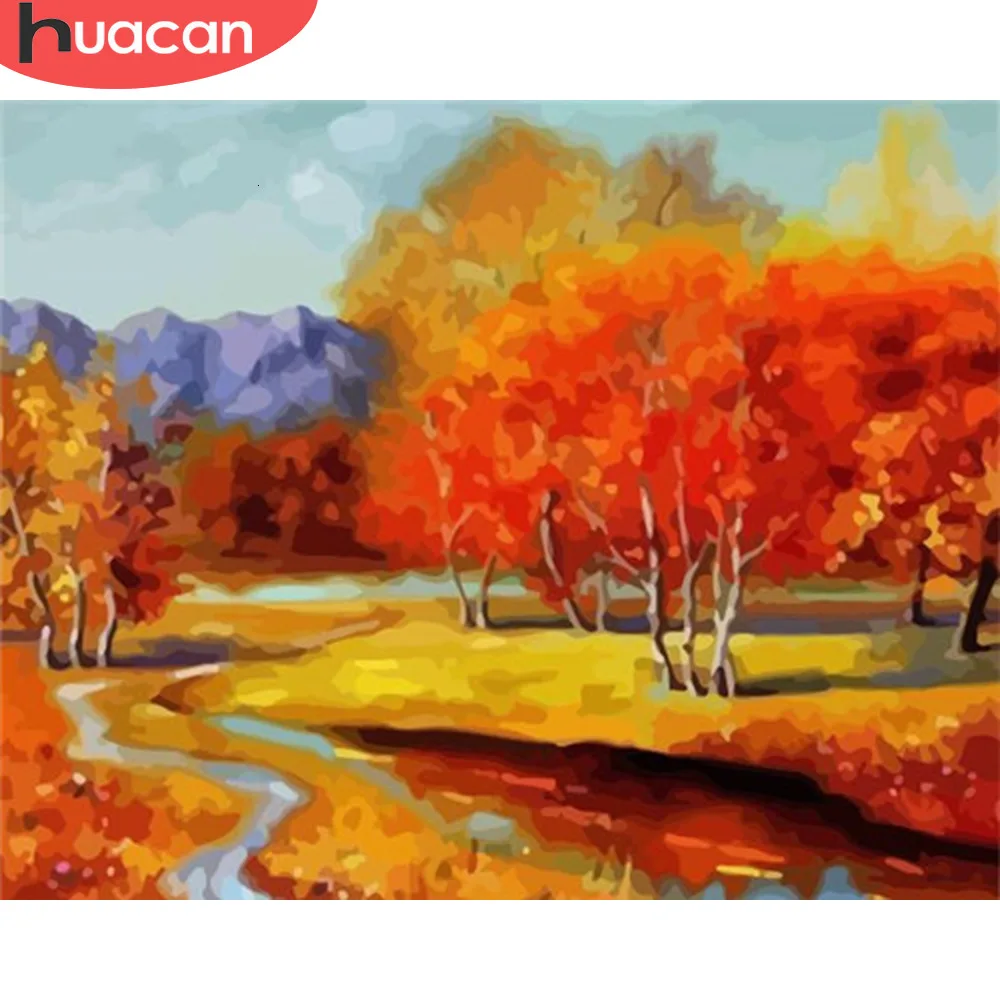 HUACAN живопись по номерам осенние пейзажные наборы Рисование холст ручная роспись
