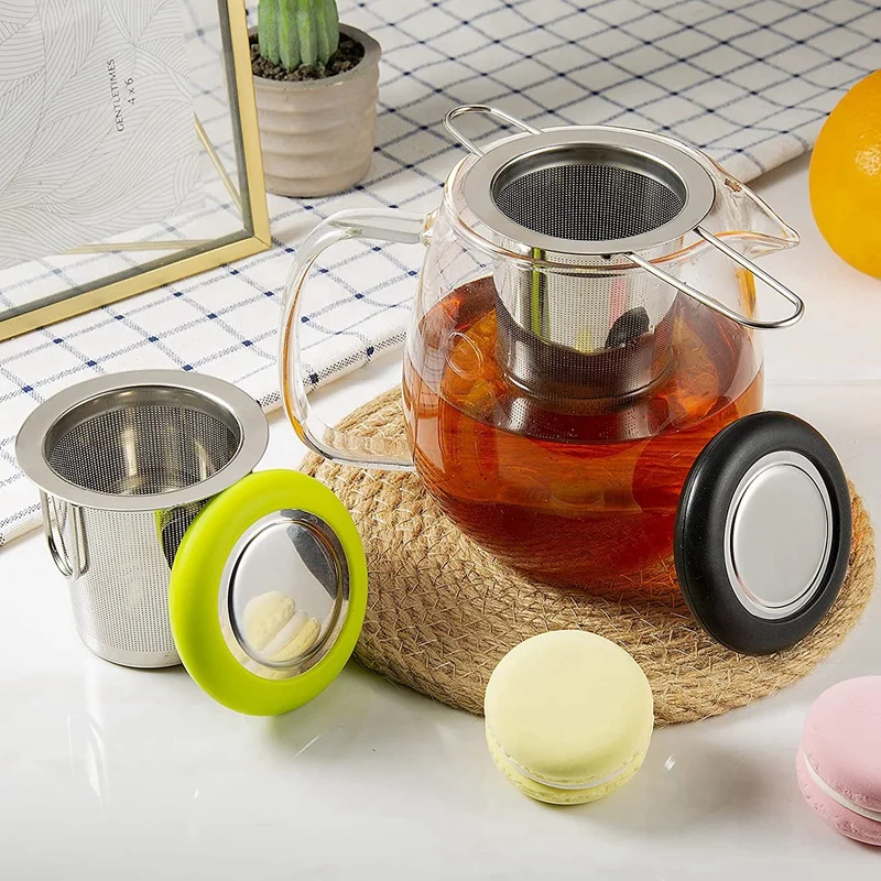 

Tea Infusers with Tea Scoop Strainer with Folding Handle Tea Filter Fine Mesh Strainer Brewing Basket with Silicone Lid