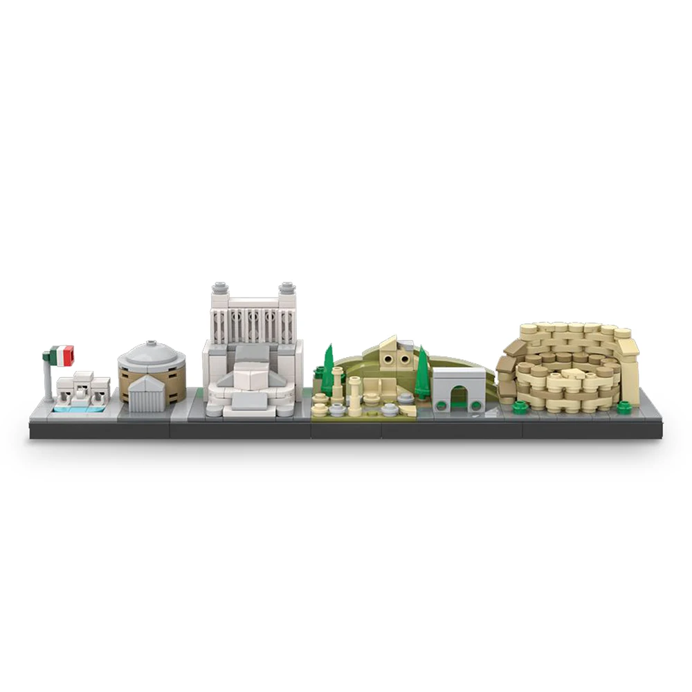 

MOC Architecture Rome Skyline Building Blocks Roman Edifice Bricks Back To Future Town Street View Model Toys For Children Gifts
