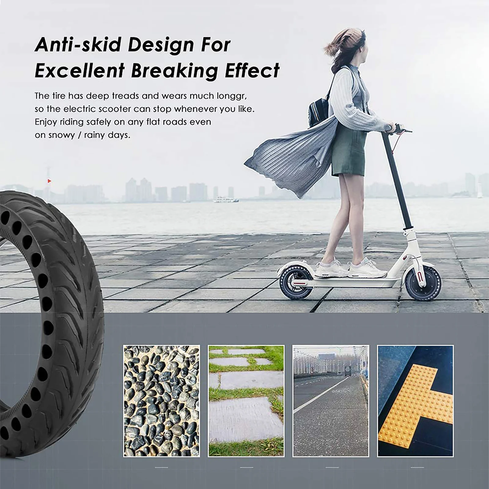 

Scooter Tire Solid Rubber Scooter Tire Honeycomb Tyre Replacement Strong Grip Shock Absorbent Tires For Xiaomi 1S/M365/PRO