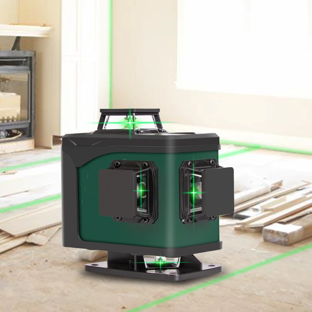 Лазерный уровень 16/12 линий зеленый линейный 4D самонивелирующийся 360