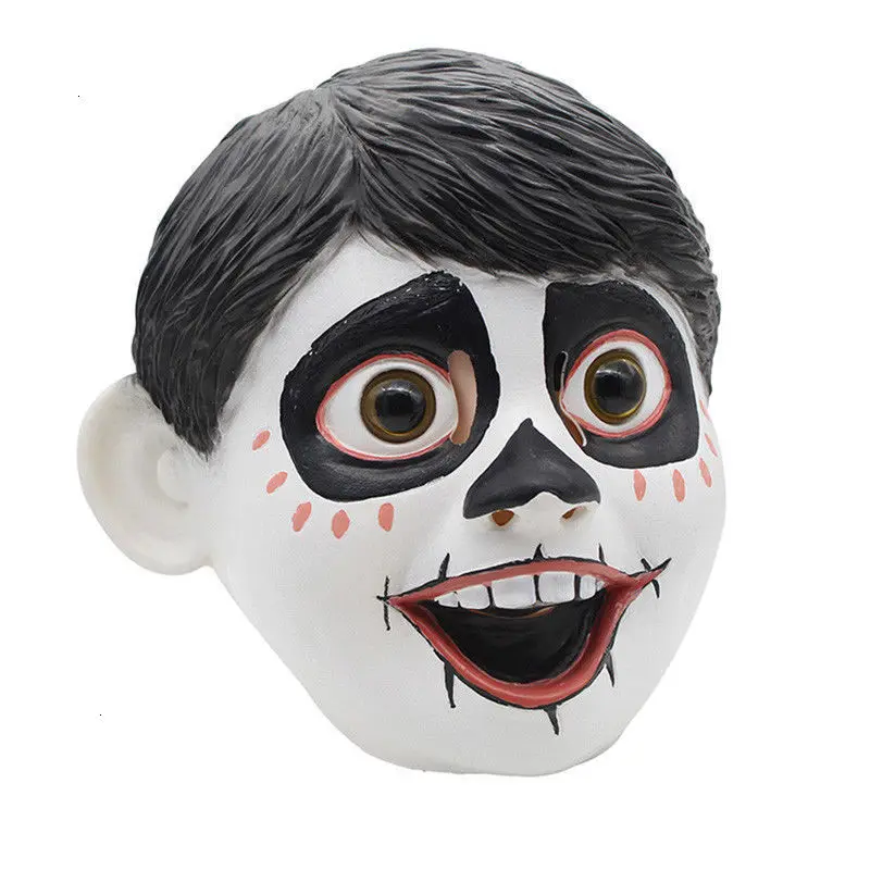 

Новейшая Реалистичная забавная маска из аниме Коко Мигель для косплея на всю голову, латексная маска, необычный шар, шлем, костюм, реквизит, ...