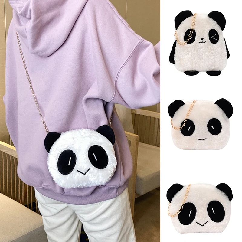 

NEW Kawaii Bag Women Cartoon Plush Shoulder Bag For Women Crossbody Bag Phone Purse Bag Panda Messenger Bag Nylon Shoulder Bag