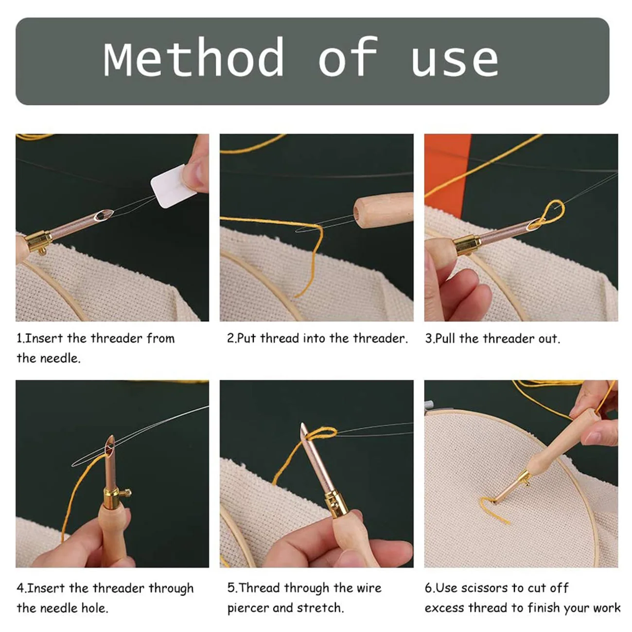 

Wooden Handle Embroidery Pen Adjustable Embroidery Punch Needle Weaving Tools for DIY Craft Stitching Sewing Accessories