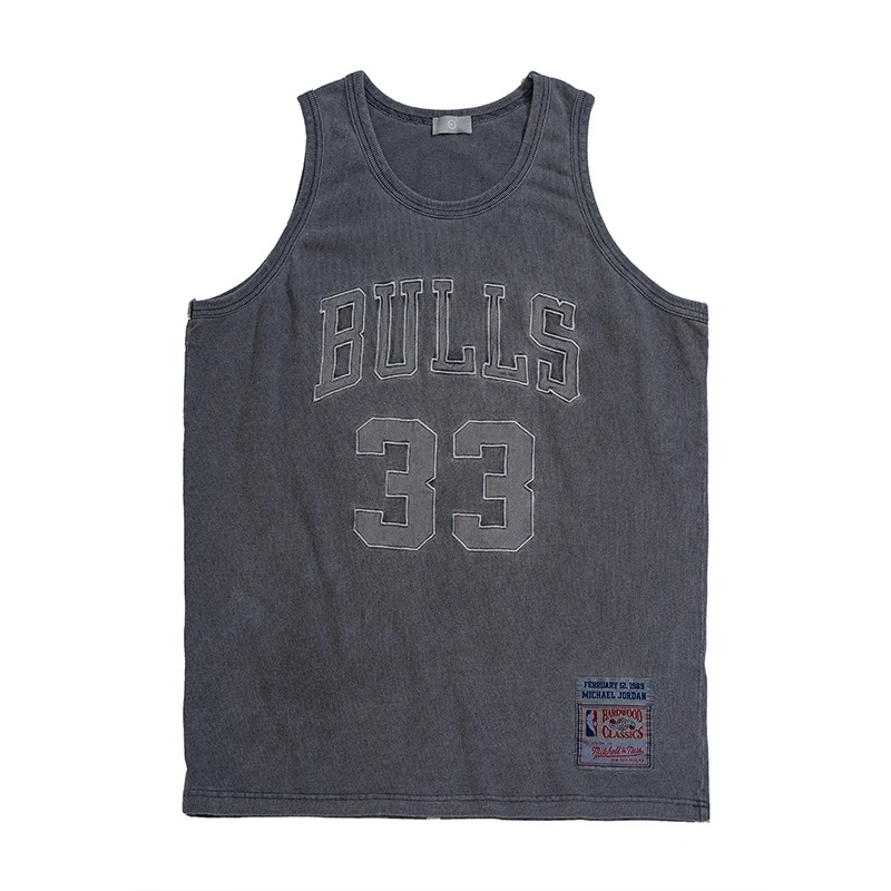 

Lawfoo men's clothing spring and summer 2019 new fashion brand 33 letter embroidery washing used sweat vest men's Vest